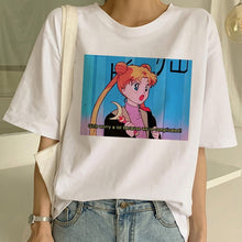 Load image into Gallery viewer, Sailor Moon Summer New Fashion T Shirt Women Harajuku Short Sleeve Fun Ulzzang T-Shirt Cute Cat Tshirt Cartoon Top Tees Female