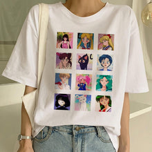 Load image into Gallery viewer, Sailor Moon Summer New Fashion T Shirt Women Harajuku Short Sleeve Fun Ulzzang T-Shirt Cute Cat Tshirt Cartoon Top Tees Female